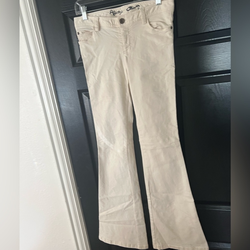 Alice & Olivia ivory flare jeans